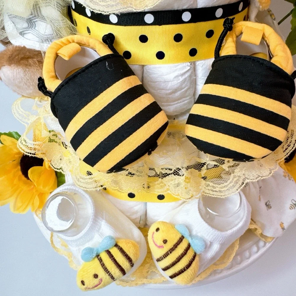 Honey Teddy Bear Diaper Cake, Bees baby Shower